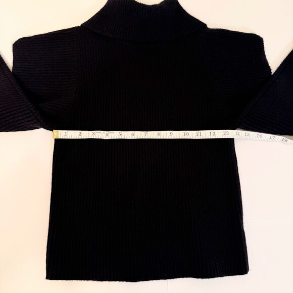 A.L.C. Maura Sweater Statement Puff Shoulder Black Ribbed Turtleneck Cashmere XS - Picture 8 of 13